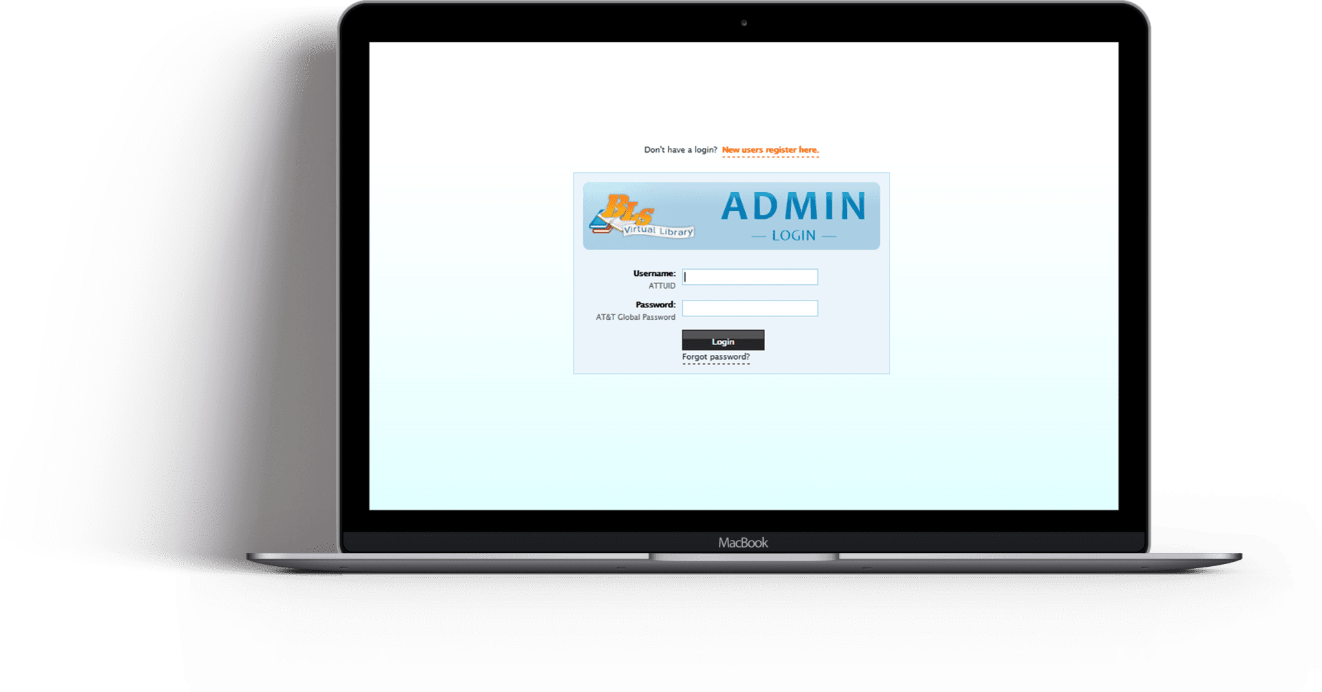 Admin Login Screen